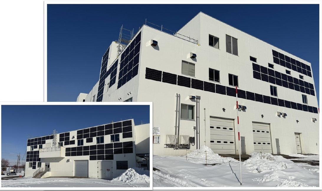 北海道の公共施設の壁面に設置されたFINE-FLEX
